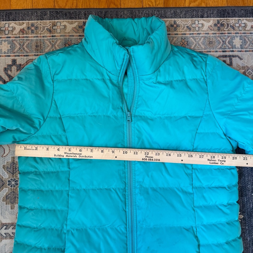 Lands’ End Teal Puffer High Neck Coat Women’s Size Medium - Picture 11 of 14
